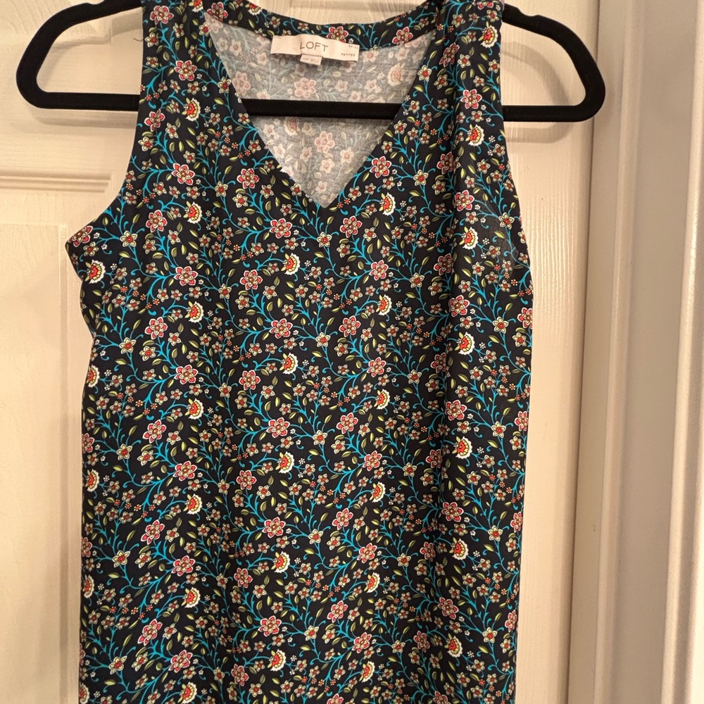 LOFT Blue Sleeveless Tank Top